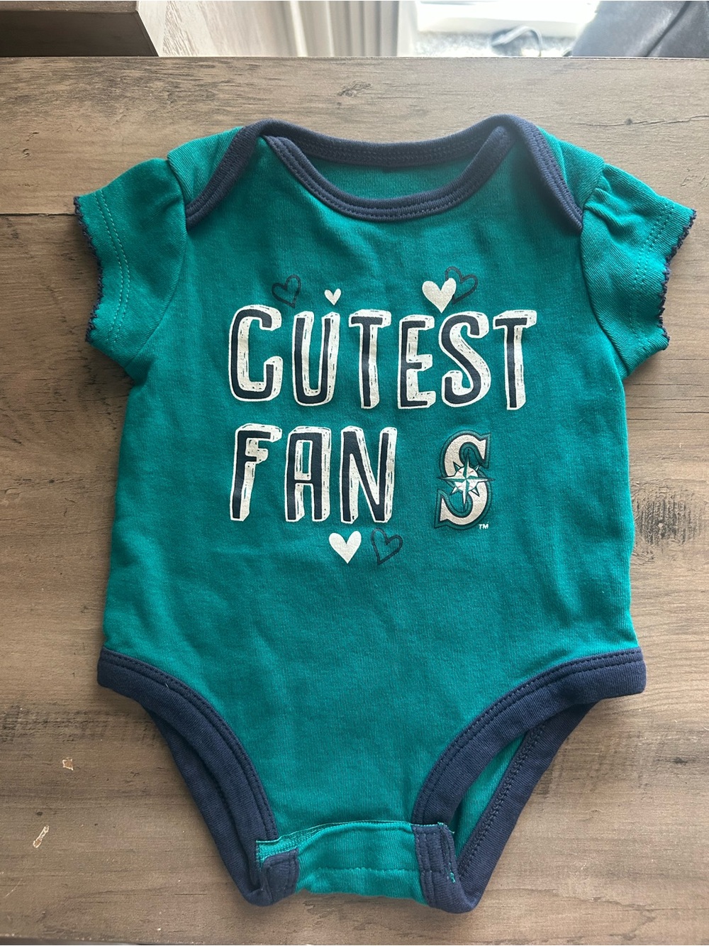 Genuine Merchandise MLB Seattle Mariners Teal Baby One-Piece with Navy Trim